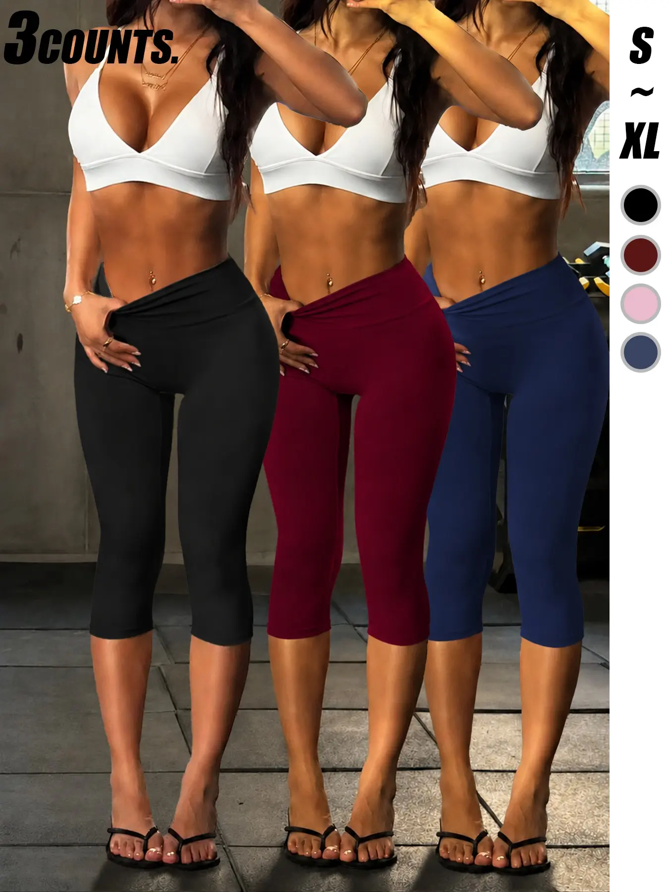 High-Waisted Yoga Capris, Tummy Control Butt Lifting Workout Pants, Breathable Stretch Sportswear, Women's Running Training Leggings