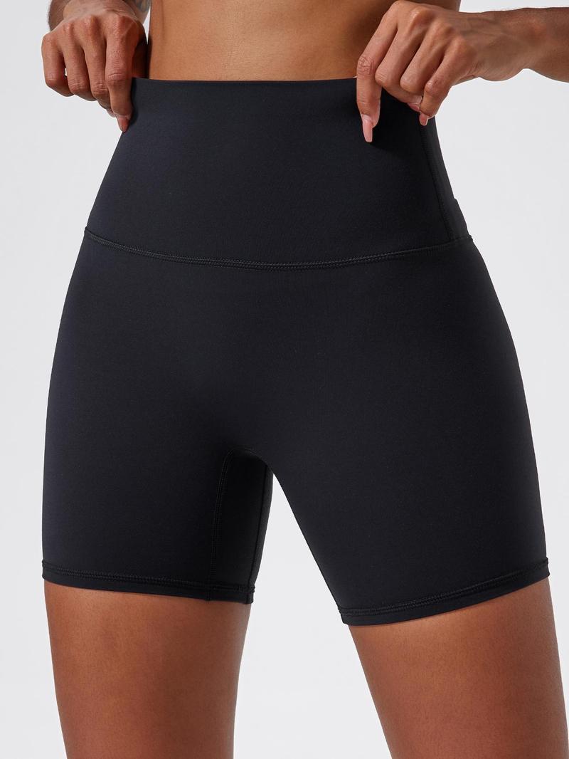 Women's Plain High Waist Skinny Sports Shorts, Gym Shorts, Sporty Wide-Waistband High-Stretch Shorts, Skinny Workout Shorts, Ladies' Sportswear for Indoor Outdoor Wear