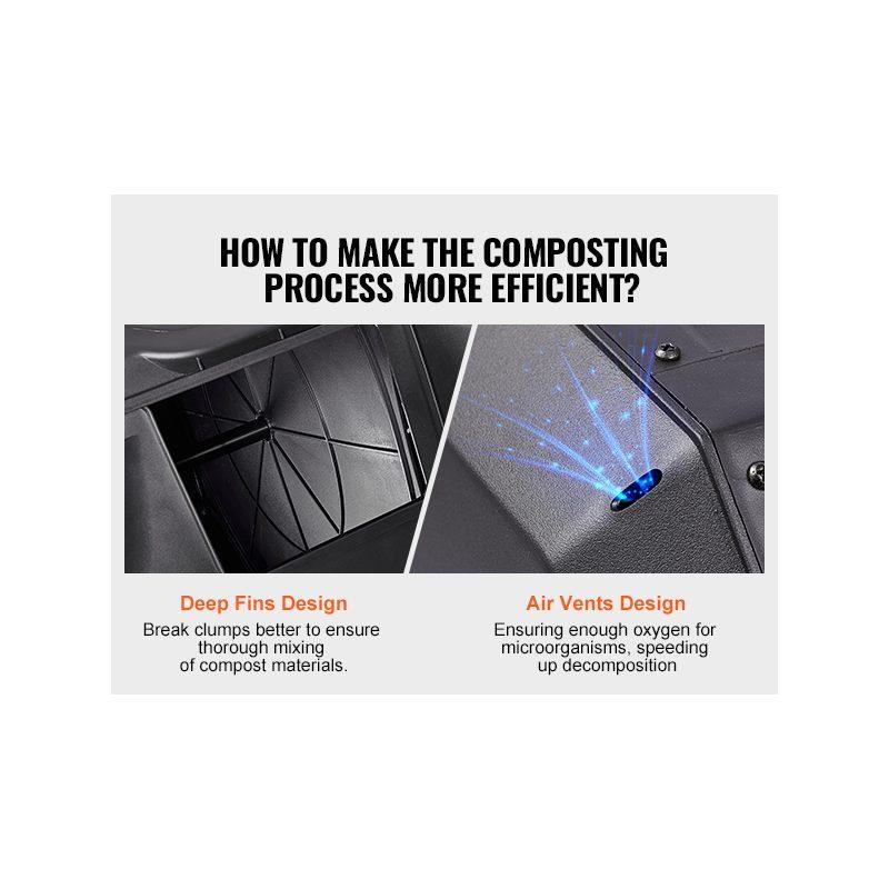 VEVOR Compost Bin, 43-Gal Dual Chamber Composting Tumbler, Large Tumbling Rotating Composter with 2 Sliding Doors and Steel Frame, BPA Free Composter Bin Tumbler for Garden, Kitchen, Yard, Outdoor