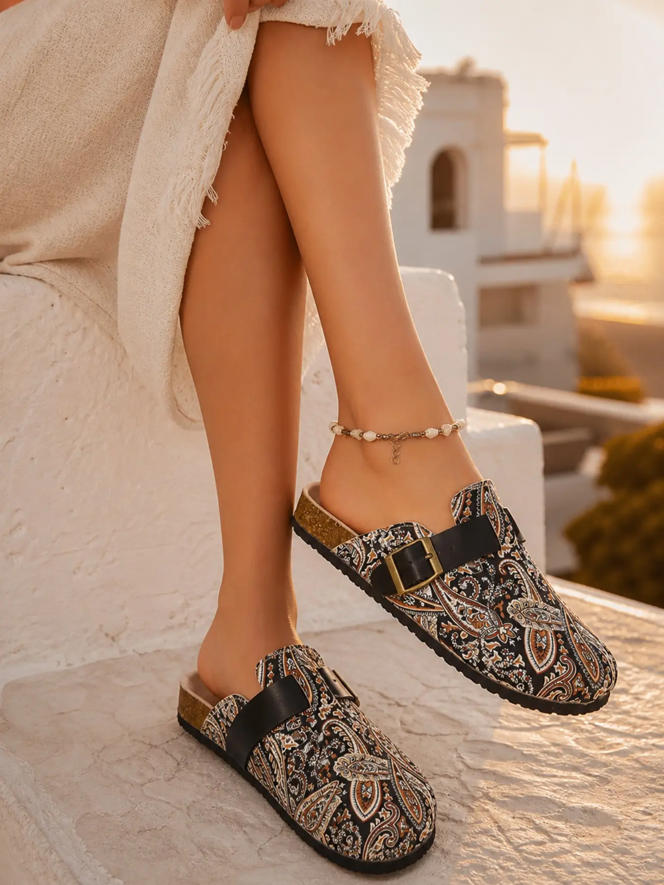 Women's Bohemian Sandals, PU Leather Punk Style, Anti-Slip Rubber Sole, Shock Absorption, Beach & Casual Wear, All-Season Comfort
