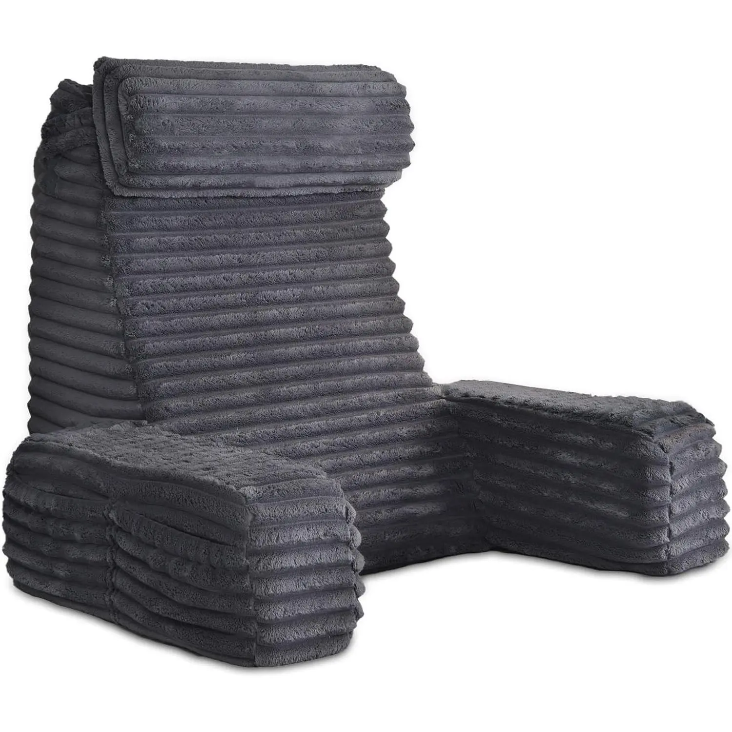 22" XL Back Pillow for Bed Sitting Up, Reading Pillow with Armrests & Big Pockets, Soft Back Support Chair, Ideal for Watching TV, Gaming, Nursing, Resting, Post Surgery, Dark Grey