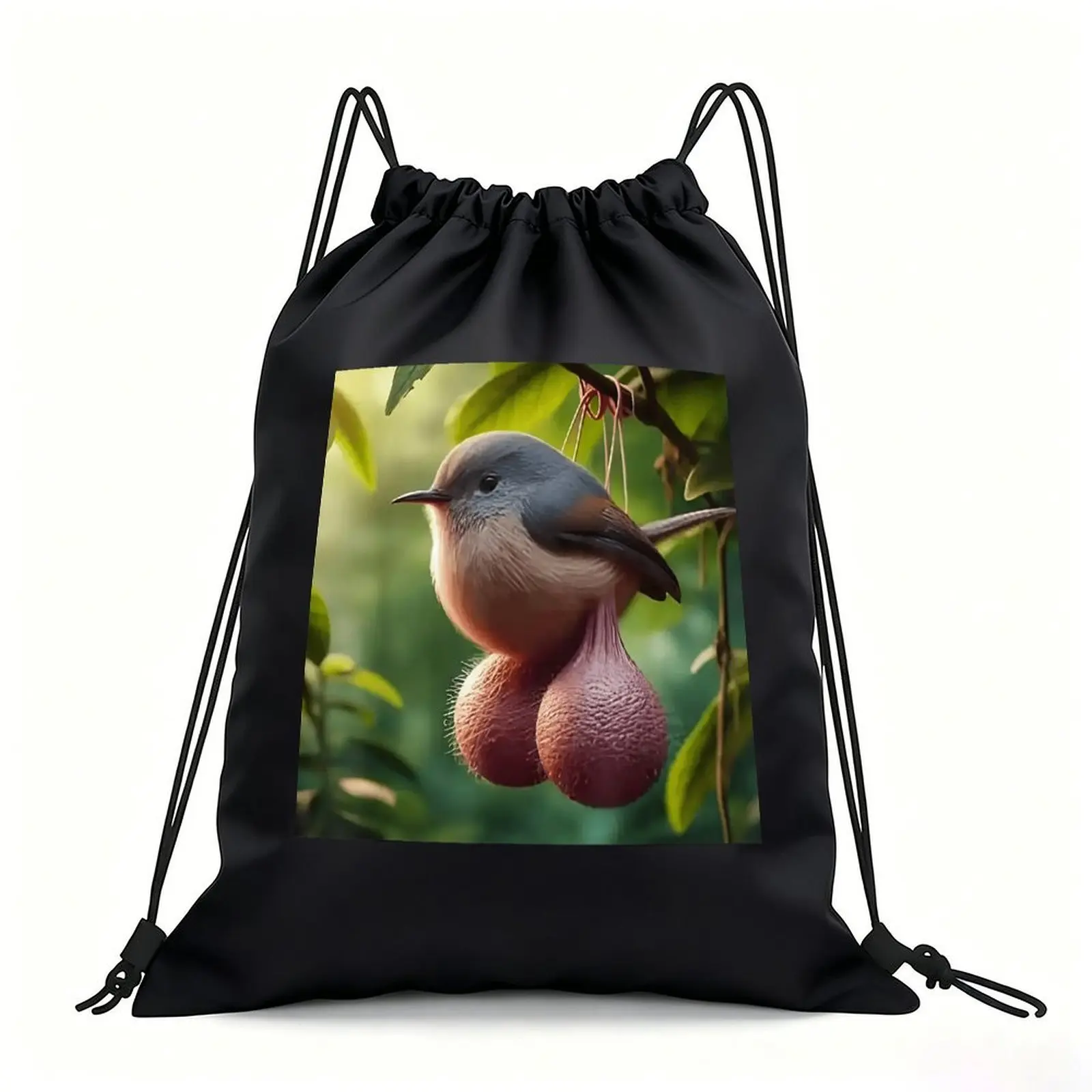 Portable Drawstring Sack Bag with Custom Graphic Print, Waterproof Polyester String Backpack for Gym Workout Swimming Hiking