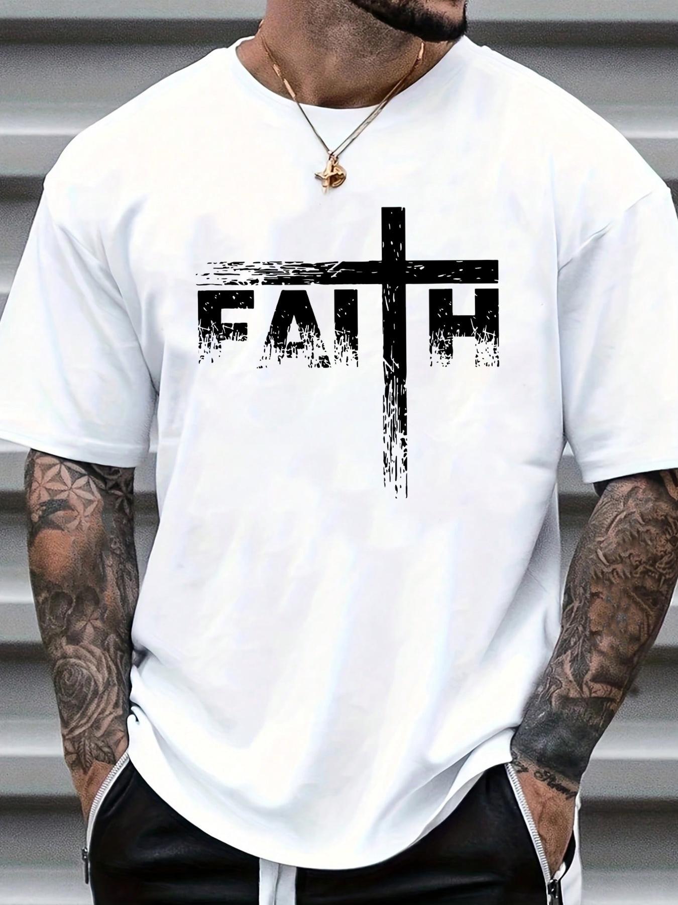 Men's Letter Print Round Neck Tee, Regular Fit Casual Short Sleeve Crew Neck T-shirt for Summer, Fashion Men's Top for Daily Wear, Athletic T Shirt