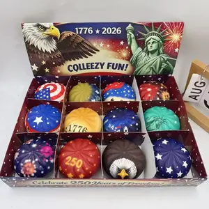 12pcs Bao Bun Squishy Toys, 250th Anniversary of America Independence, Stress Relief Anxiety Squishies, Fidget Toys, 4th of July Party Favors & Gifts