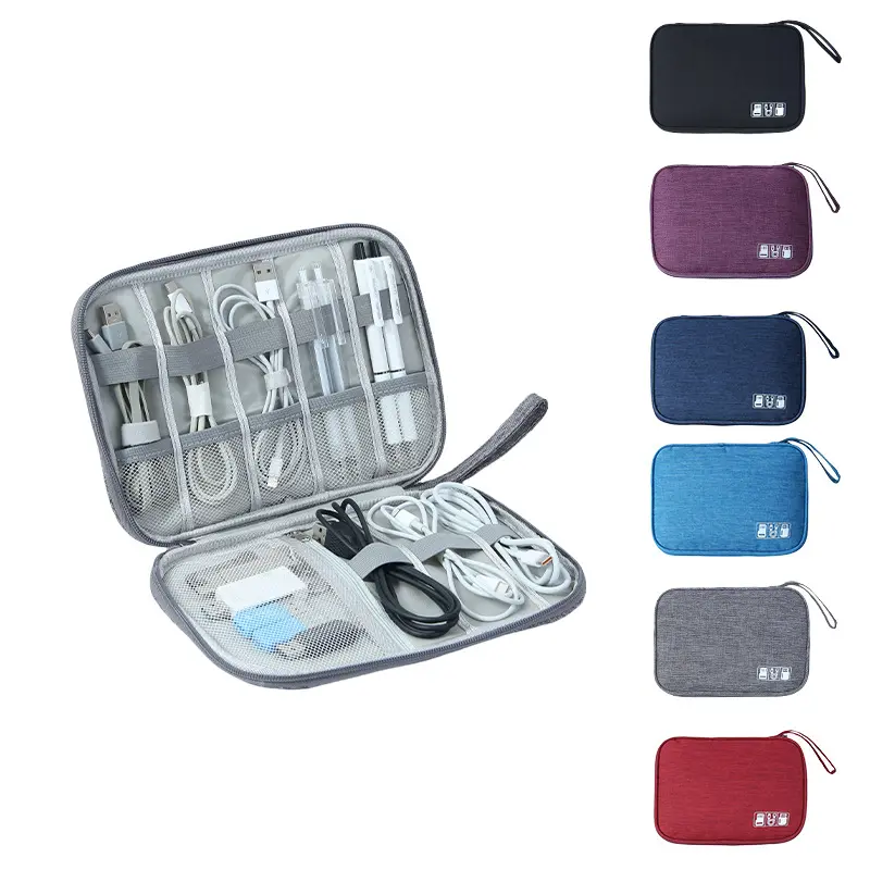 Travel Cable Organizer Bag Waterproof Electronic Accessories Pouch Portable Tech Case for Cord Charger USB Phone Earphone Hard Drive Travel Essentials Shockproof Storage Bag Double Layer Gadget Carrying Case Men Women Gift Idea
