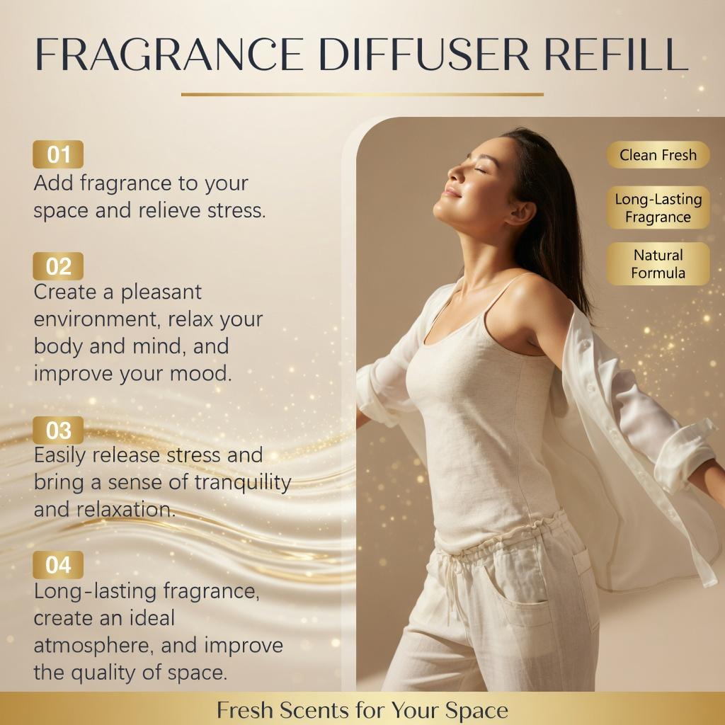 Aromatherapy Diffuser Refill - Long Lasting Fragrance, Cozy Warm Atmosphere & Romantic Mood Enhancer for Home