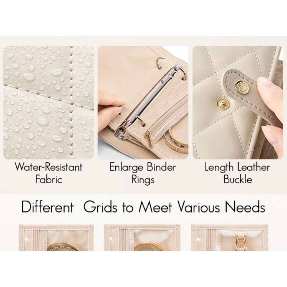 Mini Travel Jewelry Organizer Case | Jewelry Storage Book with Clear Zipper Velvet Pouches | Portable Earring, Ring & Necklace Holder | Ideal Wedding & Summer Gift