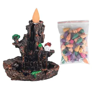 Resin Mountain Backflow Incense Burner, Aromatic Fragrance Holder, Multi-Flavor Aroma Scented Incense for Home Decor, Aromatherapy, Air Purification