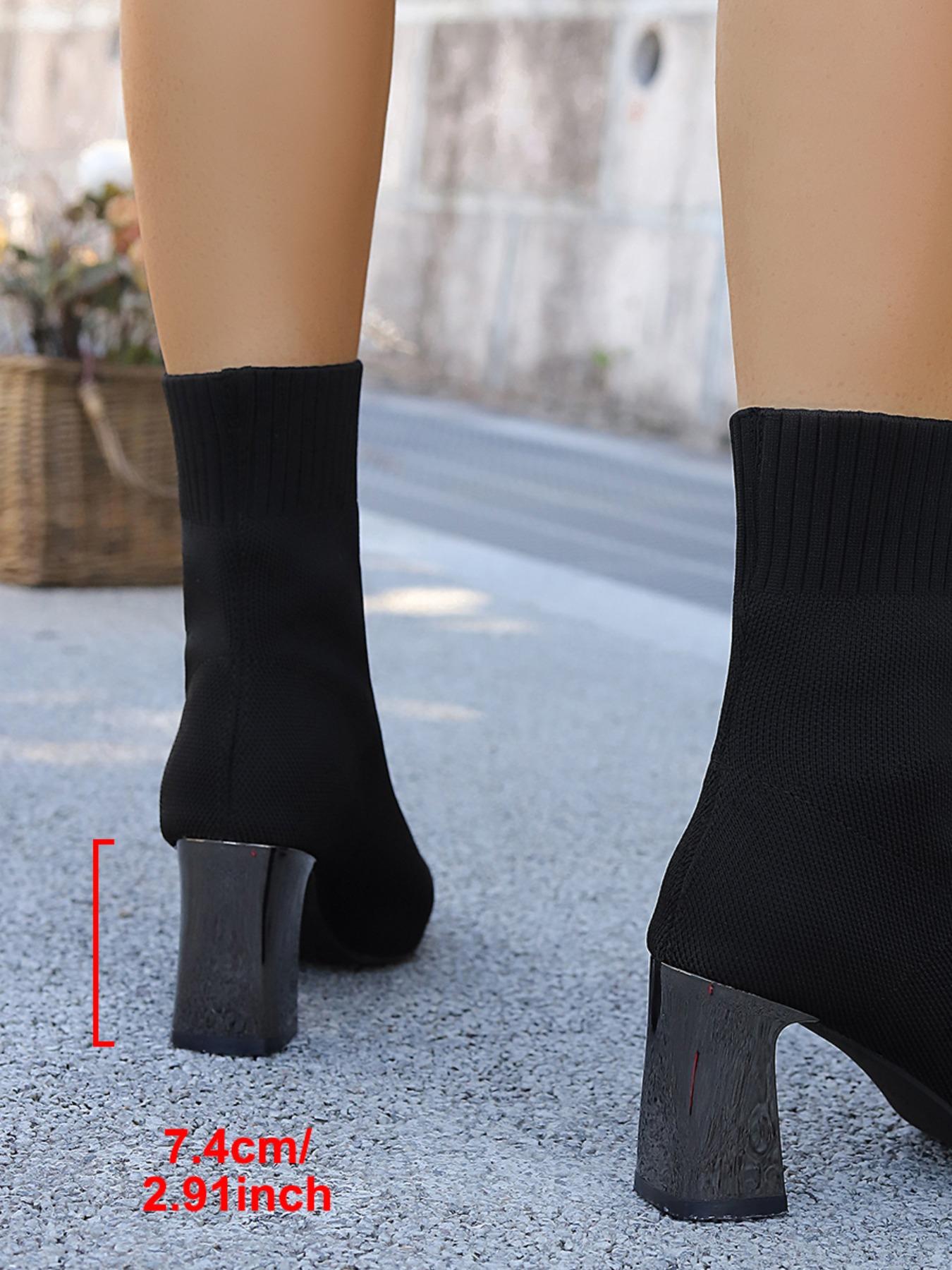 Women's New Thick Heel Socks Boots Pointed Toe High Heel Stretch Knit Single Boots Slim Leg Trendy Versatile Fashion Women's Boots are suitable for daily various evening banquet party outfits, elegant women's high heels, as the best choice for gifts
