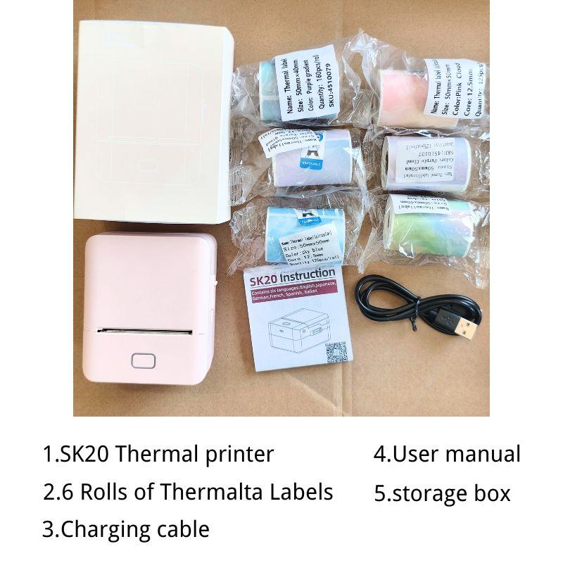 Sinmark Sk20 Wireless Portable Label Printer + 6 Label Rolls, USB Rechargeable, Compatible with iOS/android/windows, Ideal for Barcodes, Retail, Gifts, Portable Handheld Printer Sinmark Sk20 Wireless Portable Label Printer + 6 Label Rolls, USB Rechargeable, Compatible with iOS/android/windows, Ideal for Barcodes, Retail, Gifts, Portable Handheld Printer