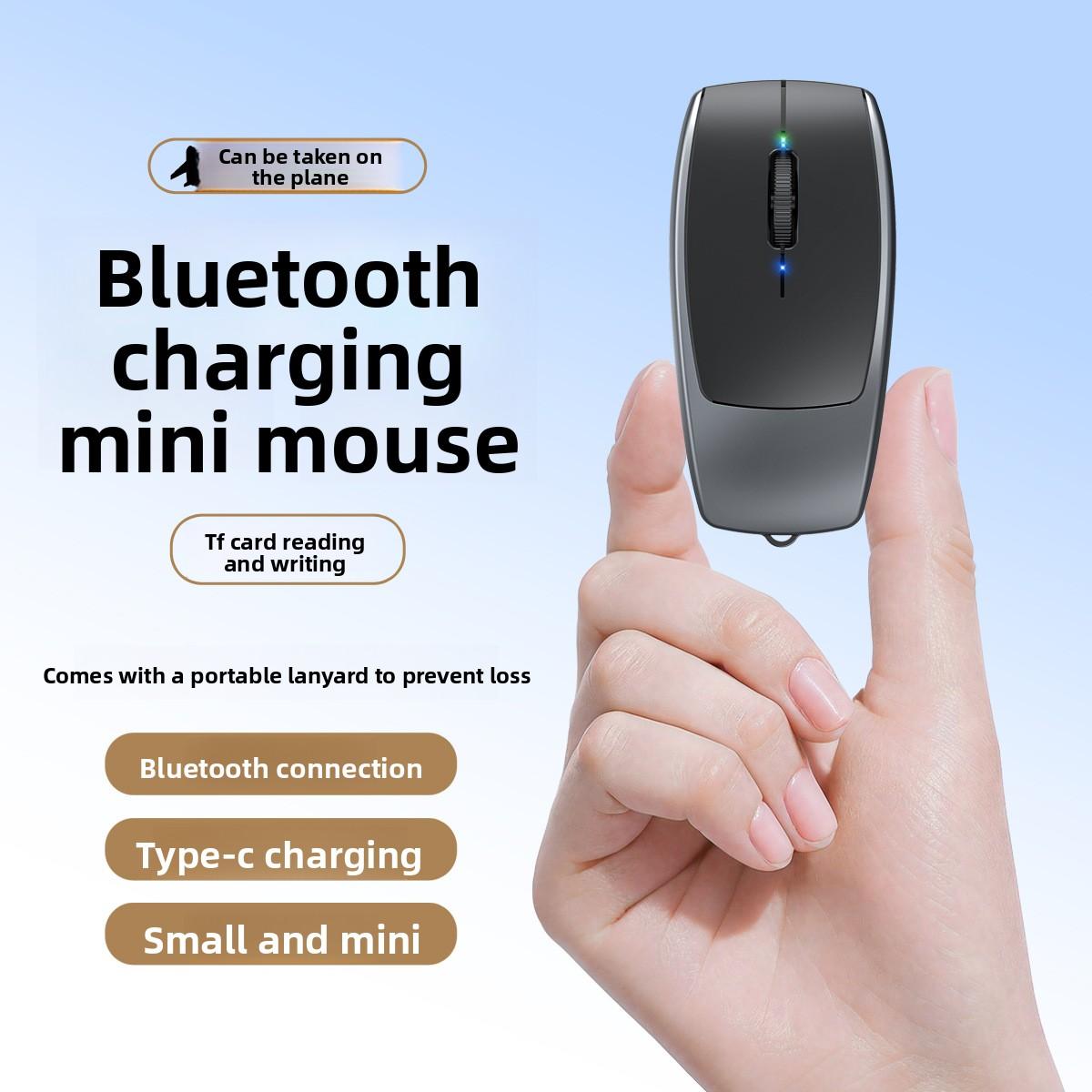 Wireless Mini Bluetooth Mouse Card Reader Silent Rechargeable Lanyard Craft Gift Keyboard