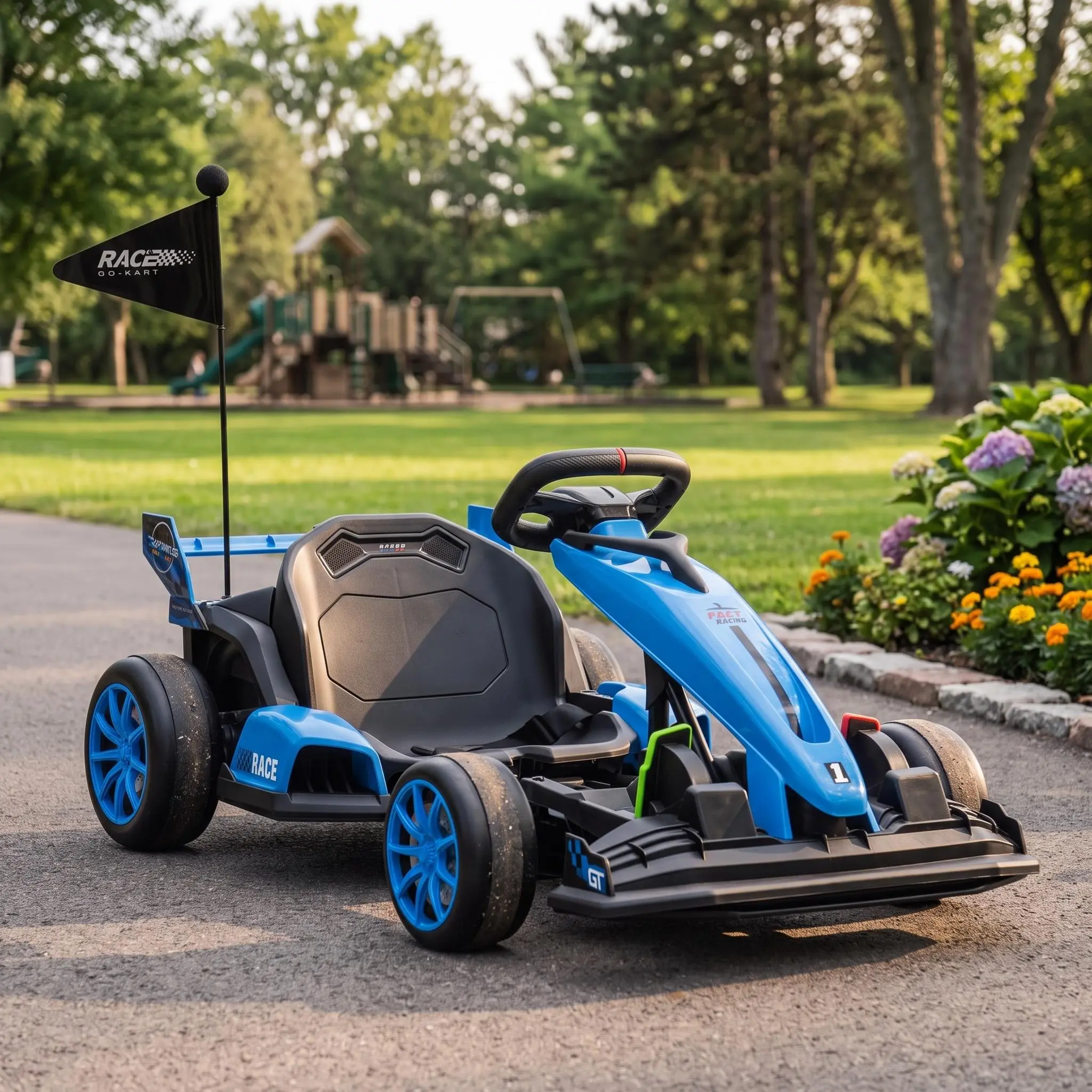 【IdealHouse】24V High-Performance Electric Drift Go Kart for Kids Ages 6+, Adjustable Seat, Dual 200W Motors, Variable Speeds Up to 8.5 MPH, EVA Silent Wheels, Dual Pedals, Safe Outdoor Ride-On Toy, Drift Kart
