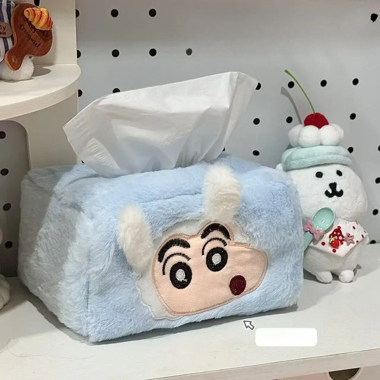 Cute cartoon Xiaoxin tissue storage box, bathroom tissue box, concealment tissue box, plush tissue storage bag, cartoon big-head tissue box