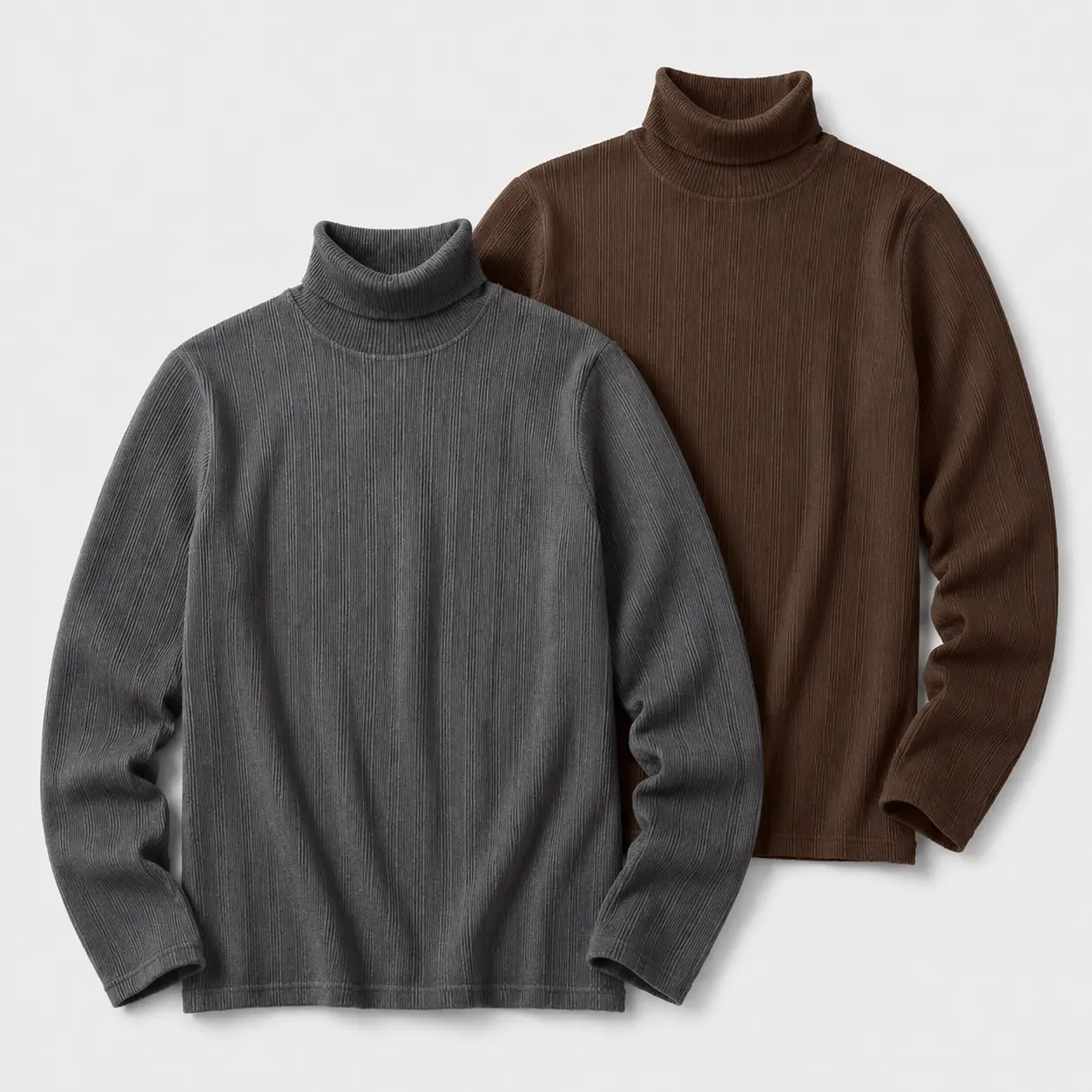 Men's Winter Turtleneck Knit Sweater - Menswear, Soft Ribbed Knit, Slim Fit, Long Sleeve, High Collar, Polyester Blend, Stretch, Plain, Warm Casual Fashion Top, Machine Washable for Daily Wear, Business, Longsleeves, Jumper, Knitted