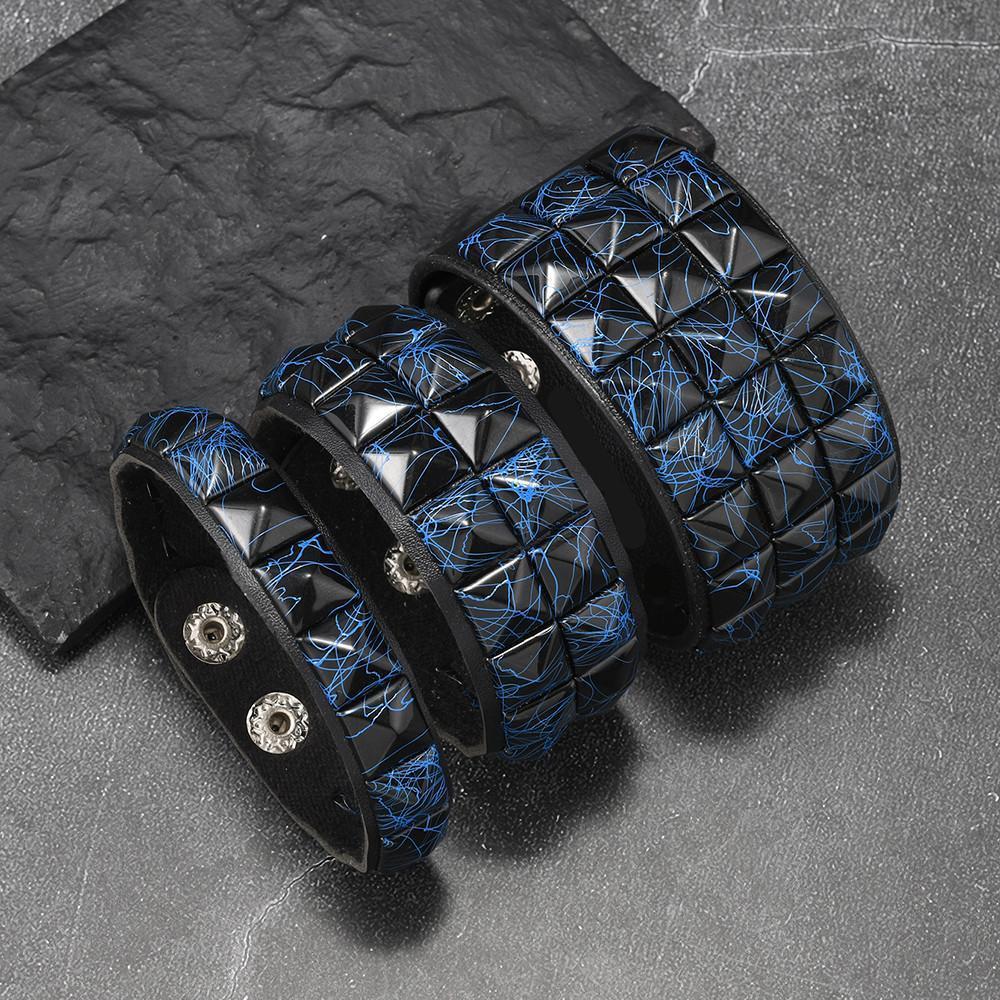 3Pcs/Set Fashion Contrasting Rivets Leather Wrist Friendship Big Wide Bracelet For Male Female Buckle Vintage Punk Jewelry