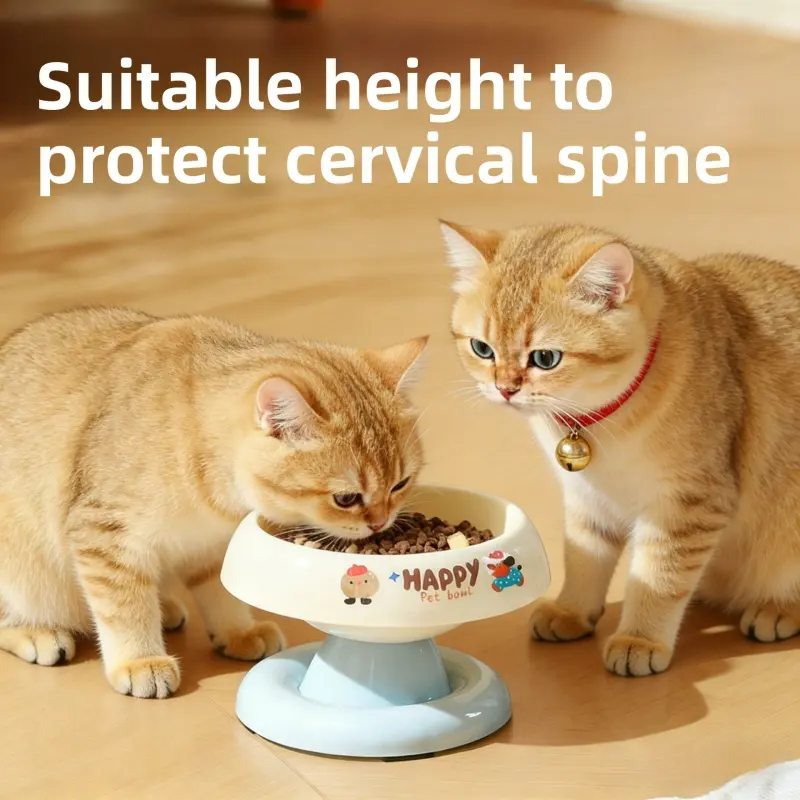 Ice Cream Shaped Stainless Steel Pet Bowl, Neck Guard Anti-tip Cat Food Bowl, Removable Easy Clean Feeder for Cats Small Dogs