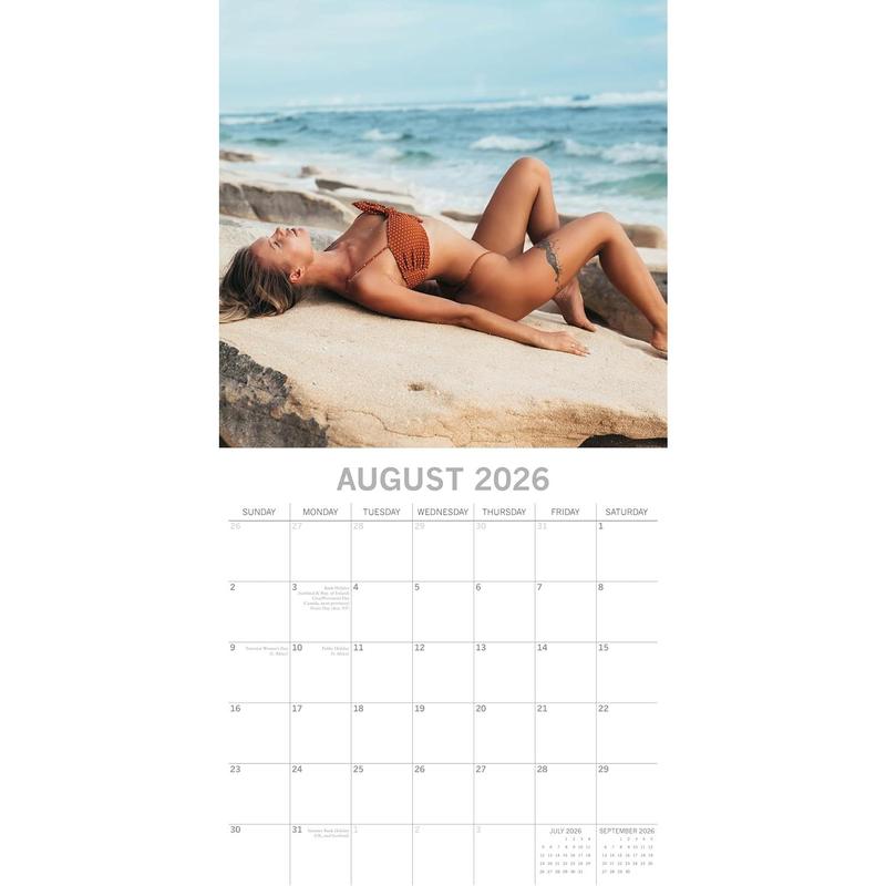 2026 Square Wall Calendar - Beach Babes 12 x 12 Inch Monthly View, 16-Month, Unveiled me, Includes 180 Reminder Stickers