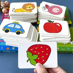 Baby Montessori Jigsaw Puzzle Toy Children Animals Fruit Truck Graph Card Matching Games Toys for Kids 1 2 3 Years Old Boy Girls