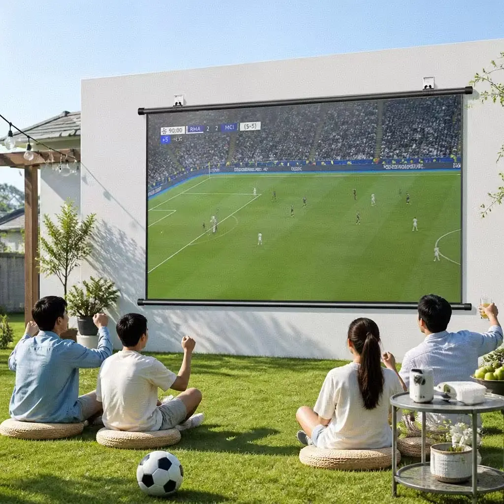 Portable Outdoor Projection Screen, Outdoor Movie Screen, Wall-Mounted Easy Installation, Foldable, HD Home Theater, Indoor & Outdoor Use, Anti-Glare, Clear Light