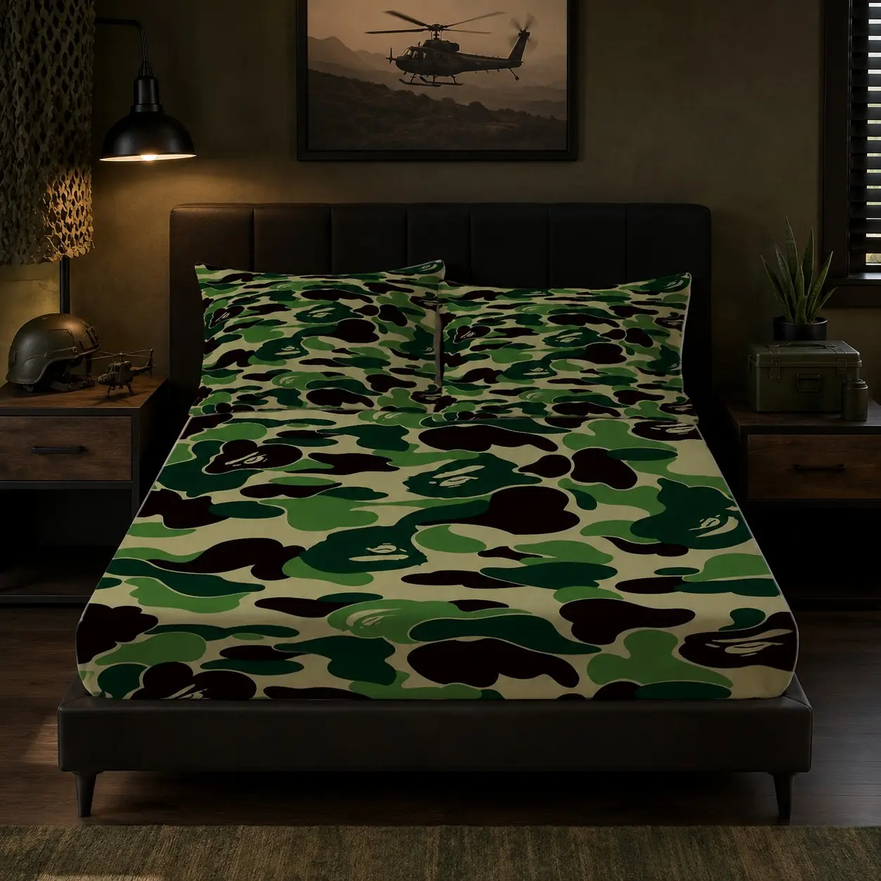 American Street Multi-Tone Camo 3-Piece Fitted Sheet Set, Bed Linens, 1 Fitted Sheet + 2 Pillowcases (No Inserts), Breathable Deep Pocket Design, Soft Skin-Friendly Fabric Fits Twin / Full / Queen Beds, Bedroom Decor Gift for Teen Boys