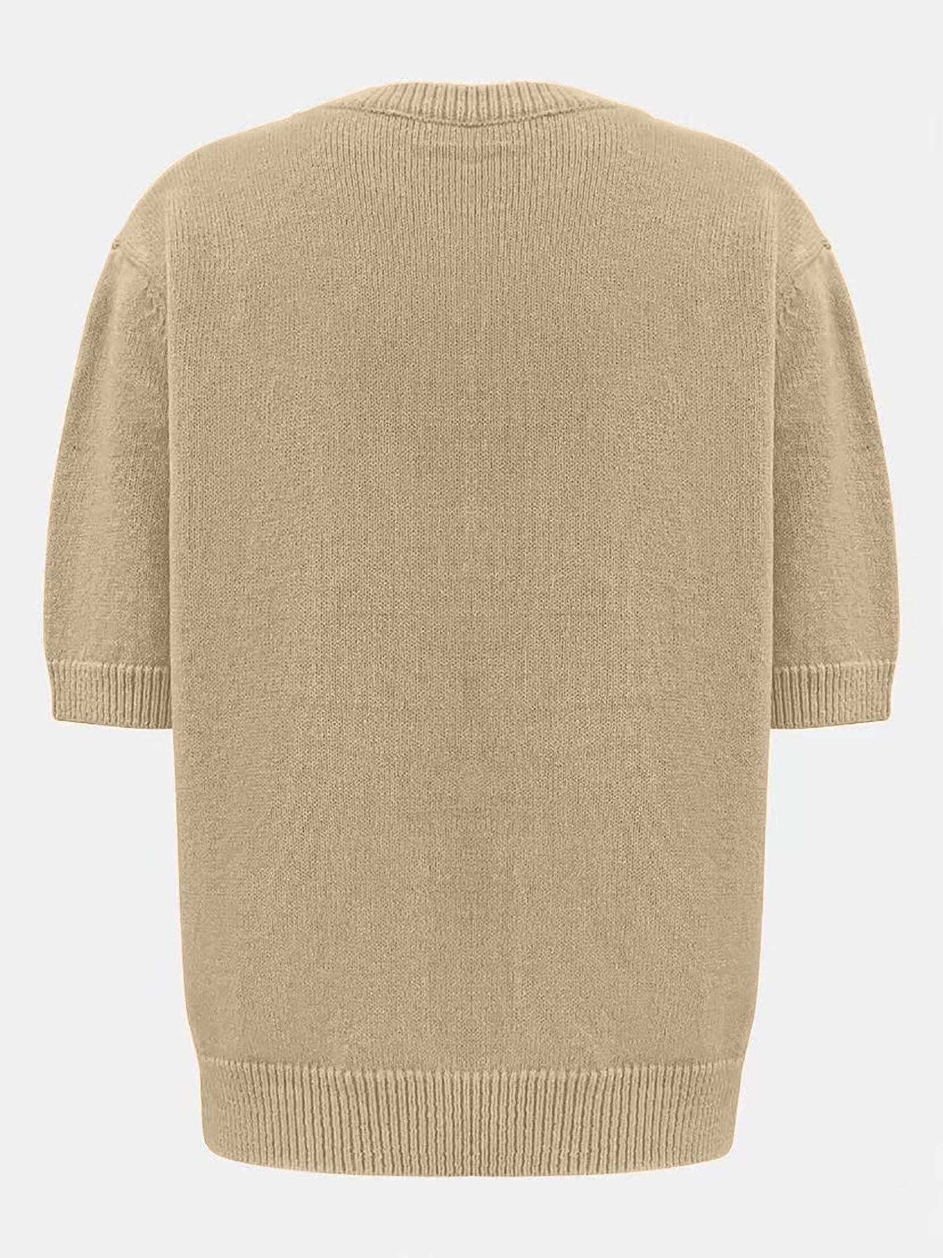 Women's Lemon Embroidery Sweater Cardigan, Casual Short Sleeve Knitwear for Daily Wear, Ladies Knitting Clothes for All Seasons, Tops