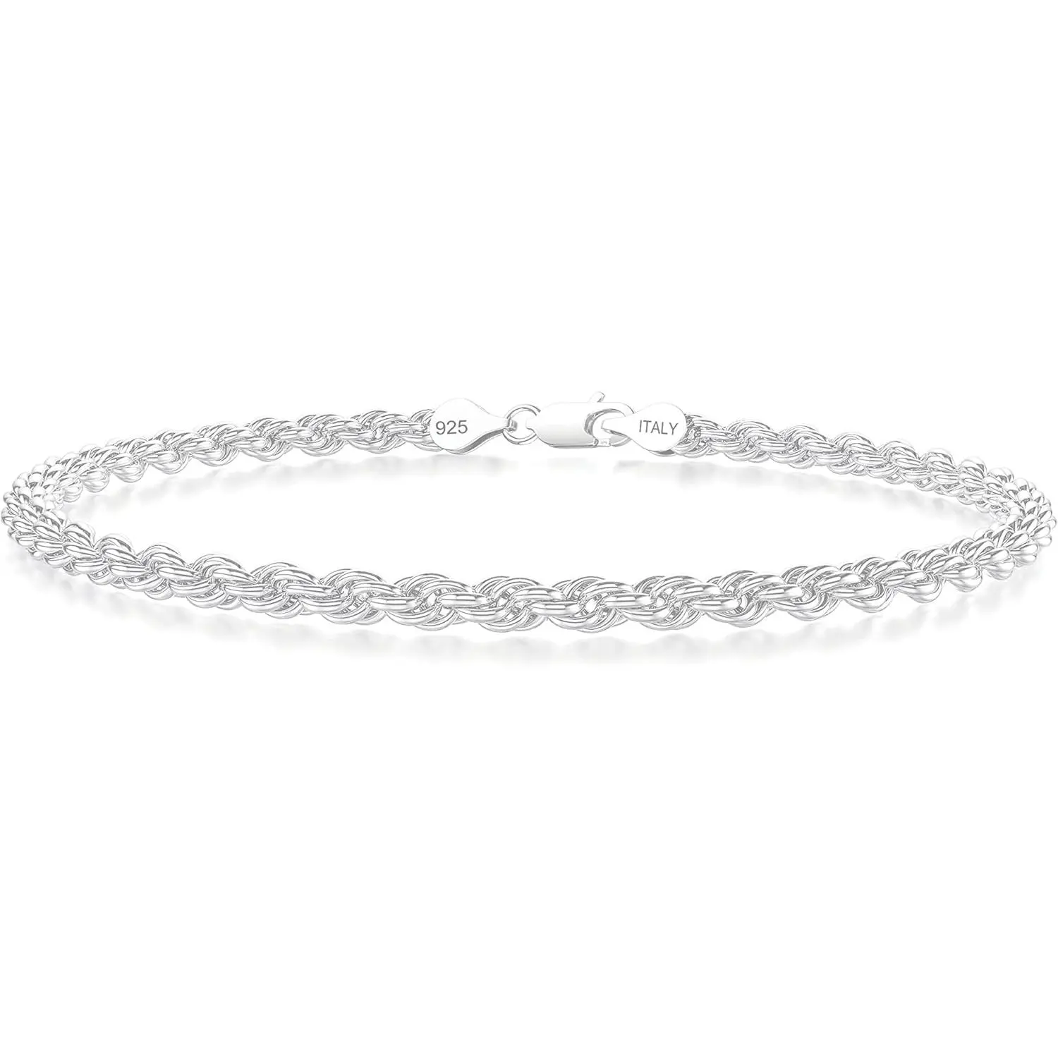 nometo 925 Sterling Silver Rope Chain Bracelet Box Chain Bracelet 2mm3mm5mm Silver/Gold Plated Bracelet for Men Women Silver Bracelet 6.5-9 Inches jewelry