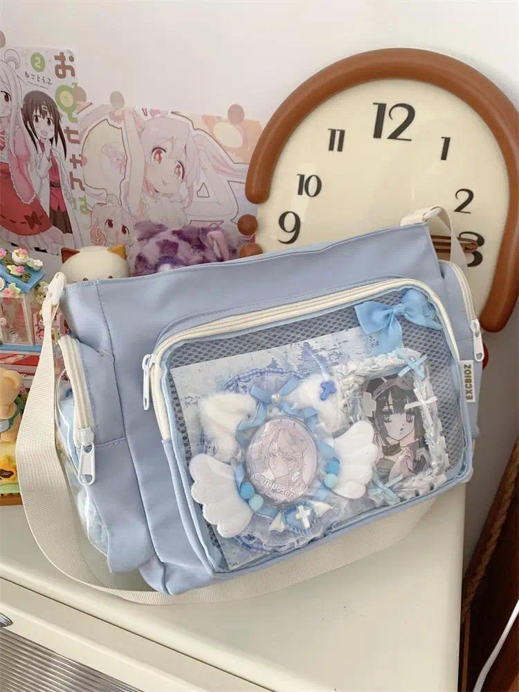 Nylon Aesthetic Transparent Display DIY Basges Students Subculture JK Crossbody Shoulder Bags Casual Sweet Girls Ulzzang Ita Bag