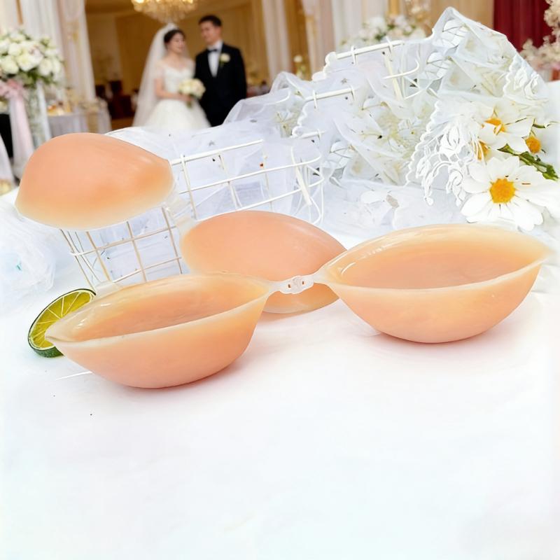 Set of Three Thick Silicone Bras Without Straps - Reusable Push-Up Adhesive Bras, Self-Adhesive Lingerie for Women, Providing Comfortable Support for Backless Outfits, Weddings, Parties, And Daily Use