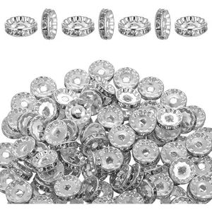 100 count Rhinestone Spacer Beads,12mm Beadable Spacers for Beaded Pens  Rondelle Spacer Beads for  Making DIY Pens Bracelet Necklace