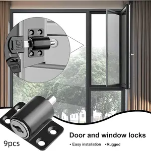 9pcs Anti-Theft Lock Set for Sliding Doors and Windows, Quick Installation Without Drilling, Home Office Store Safety Protection