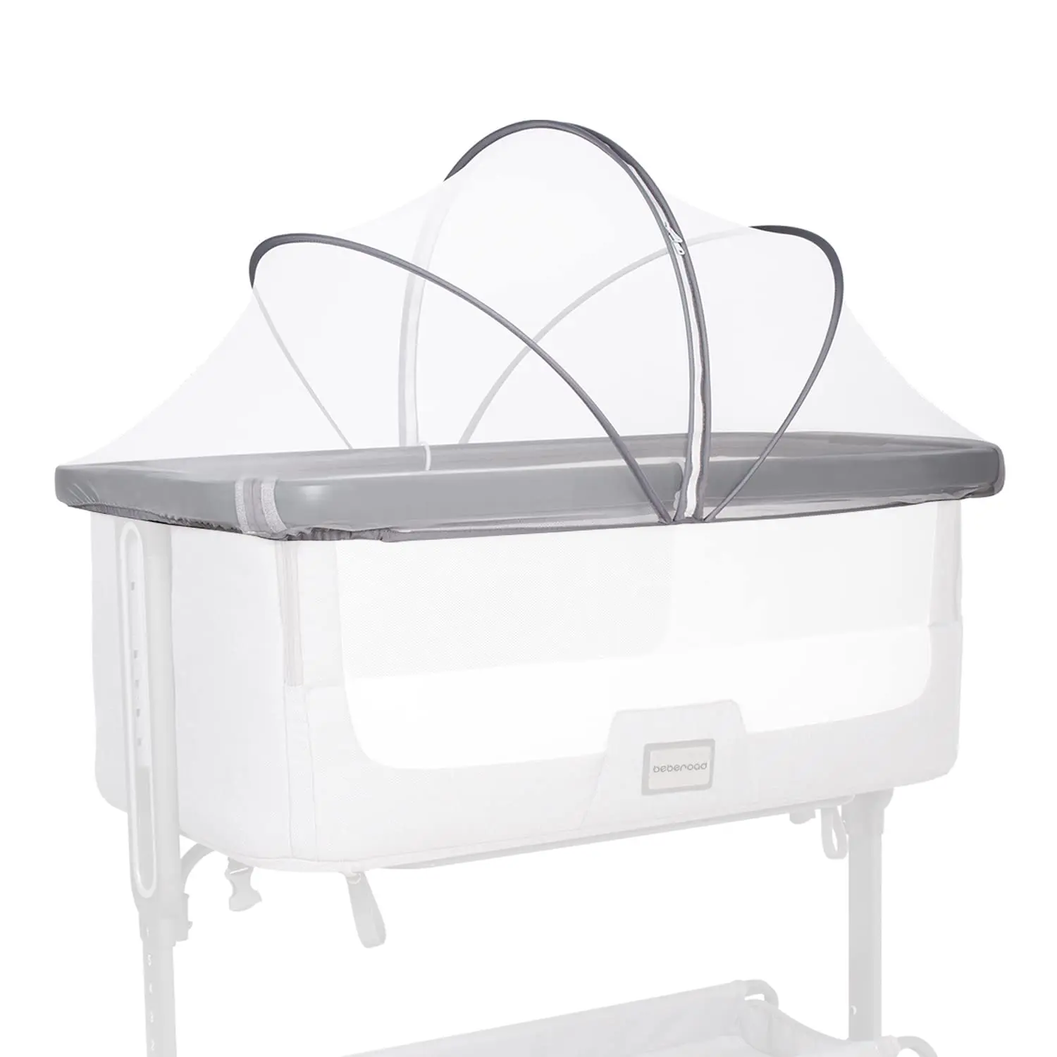 Baby Crib Mosquito Net - Breathable Mesh Canopy with Two-Way Zipper, Suitable for Cribs, Co-Sleepers and Travel Cribs (White)