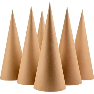6 Pcs Paper Mache Cones Open Bottom 13.8 x 5 in, Extra Thick Cardboard Cones for Crafts Christmas Valentine Gnomes Christmas Tree DIY Projects and Decorations