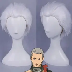 JP Anime Akatsuki Member Hidan Cosplay Costume Hair Anime Headwear Silver Short White Wig