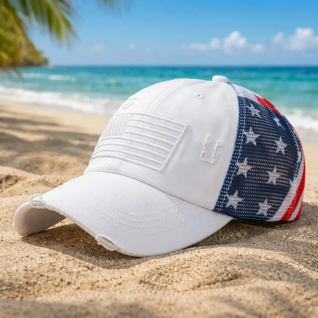 Women's Vintage American Flag Trucker Baseball Hat - Distressed Washed Patriotic Cap, Retro Mesh Back Adjustable Snapback, Lightweight USA Printed Hats & Accessories for Women, 4th of July Summer Outdoor & Casual Wear, Hats For Women