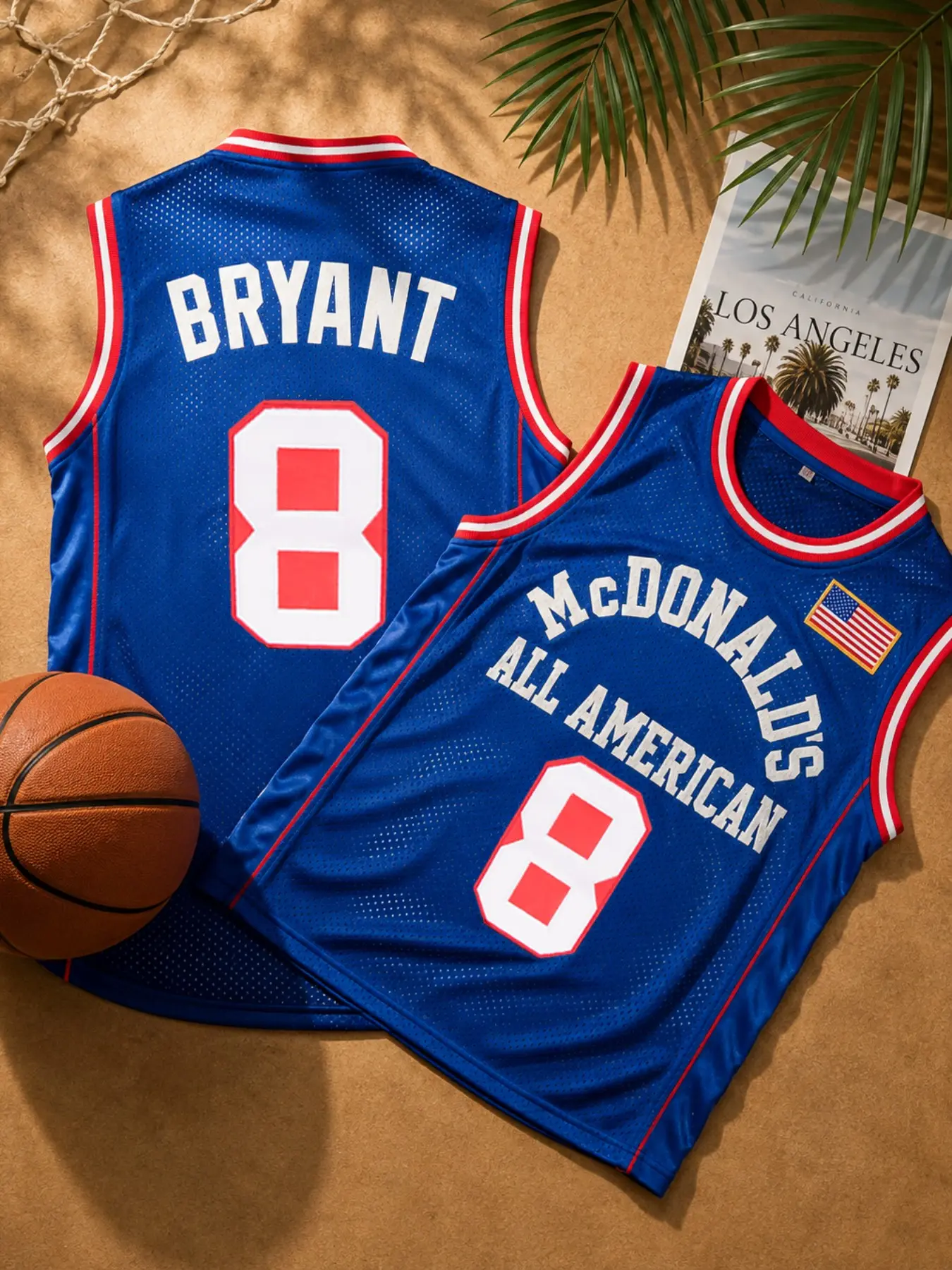 Men's #8 Basketball Jersey with Embroidery Design, Sweat-Wicking Breathable Polyester, Ideal for Outdoor Sports and Street Style