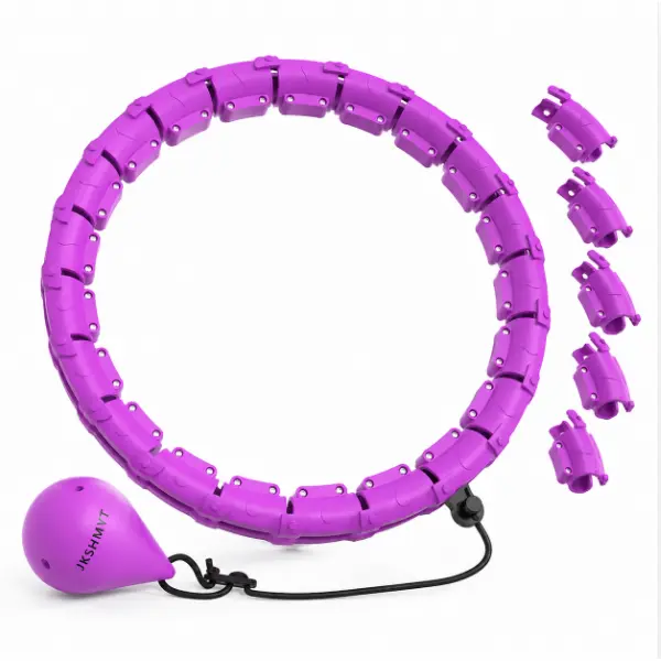Adult Smart Weighted Fitness Hula Hoop, 47 Inch Extra Large Exercise Hoop with 24 Detachable Rings, Adjustable Design, Suitable for Women, Beginners, Core Training and Home Fitness Workouts