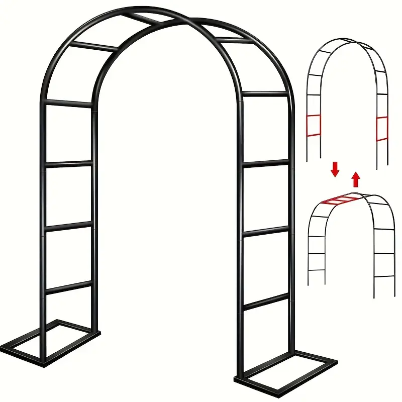 25Th New 1pc Black Easy-Install Metal Pergola, Support, Industrial Hardware, Hook, Garden Arch, Metal Heavy Frame Support Arch, Available for Personal Preference Wide Arch Or High Arch, Suitable for Climbing Plants, Roses, Vegetables, Balloon Arch