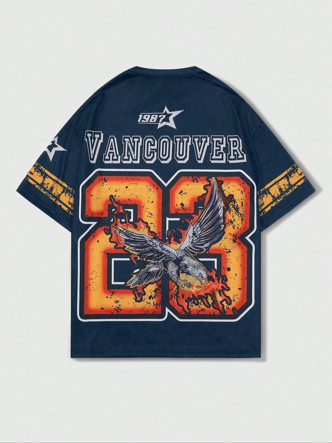 Men's Eagle Print Round Neck Graphic Tee, Regular Fit Casual Short Sleeve T-Shirt for Summer, Men's Top for Daily Wear, Streetwear, Casual Style Tee