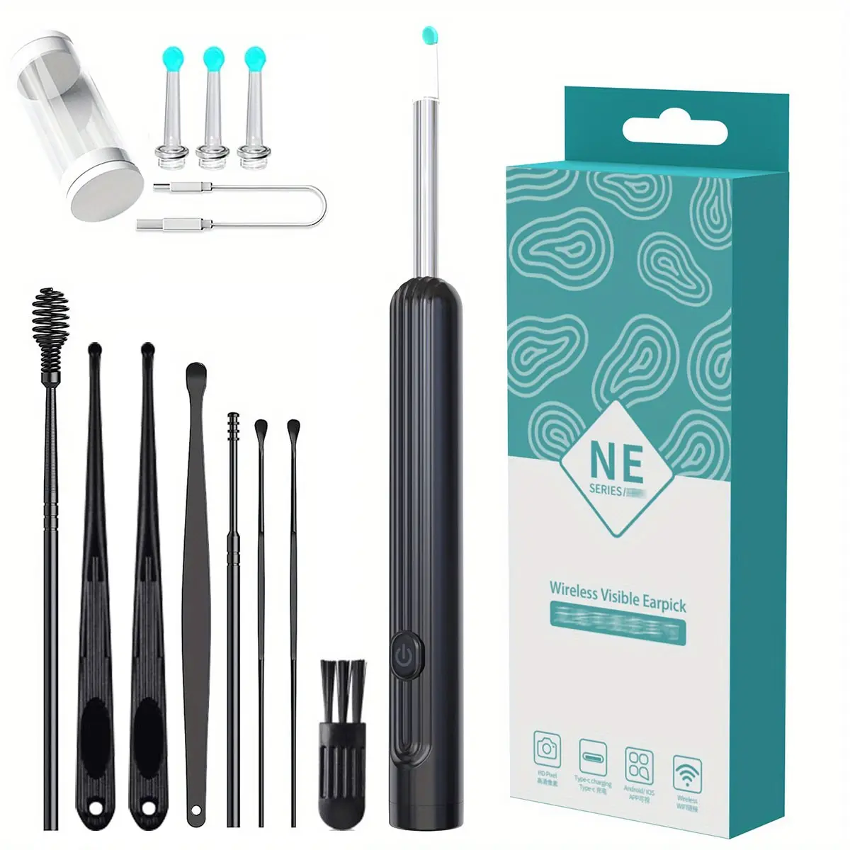 Ear Wax Removal Tool, Ear Cleaner With 1080p HD Camera, Ear Cleaner Kit, Wireless Otoscope, Smart Phone Connectable Earwax Removal Kit