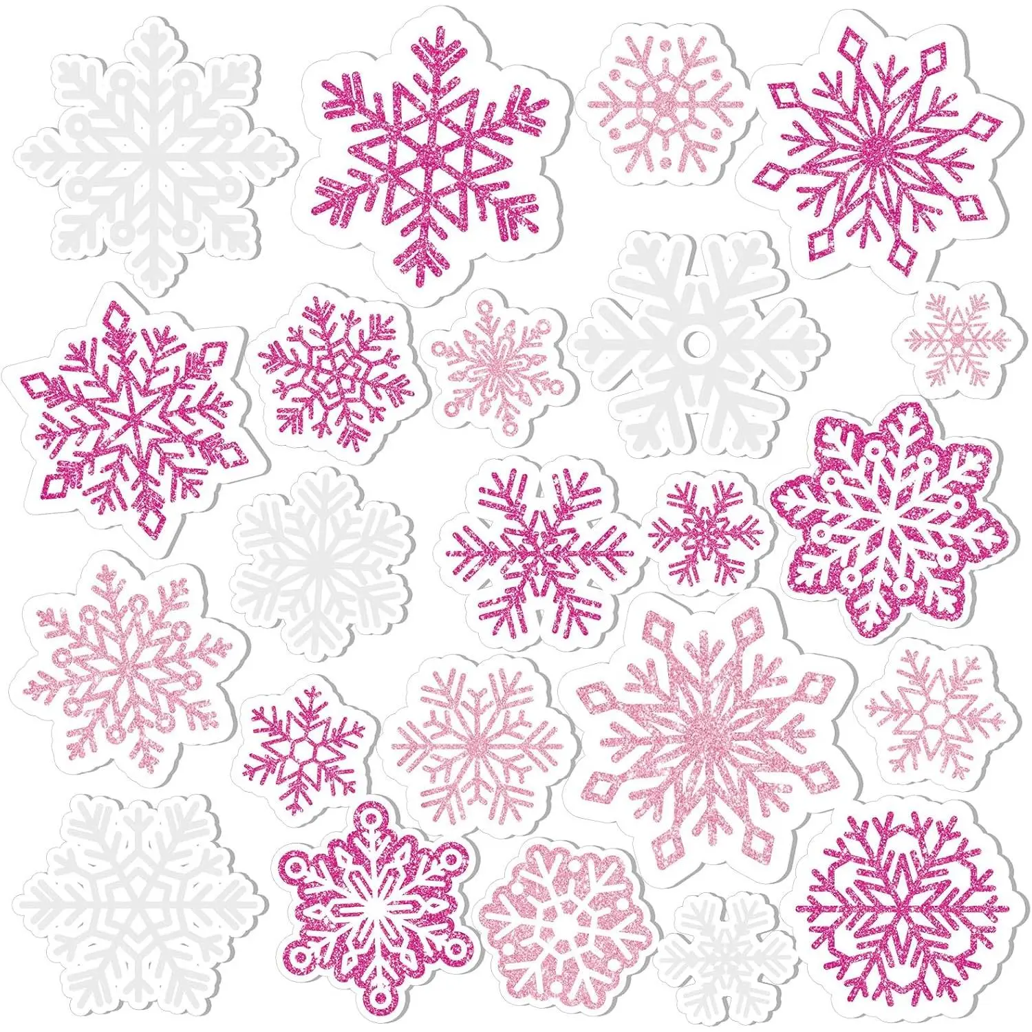 45 count Glitter  Winter Snowflake Window Gel Clings Removable  Snowflake Thick Gel Clings Winter Window Stickers Wonderland Decal for  Glass Classroom Party Decor