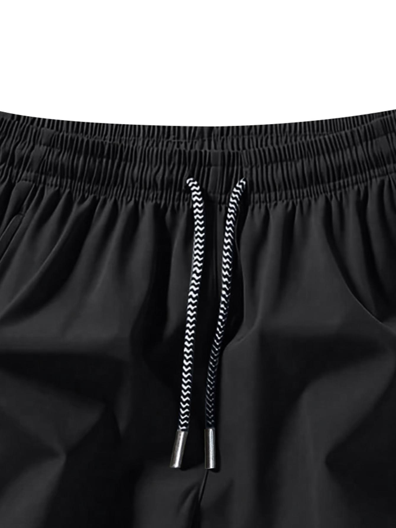 2pcs Men's Sports Shorts Set, Summer Casual Quick Dry Elastic Waist Drawstring Shorts, Quick Dry Waistband Sports Shorts, Suitable for Summer Gym Workouts, Basketball Shorts, Men's Comfortable Shorts, Athletic Wear, Sports Shorts Breathable Zipper Athleti