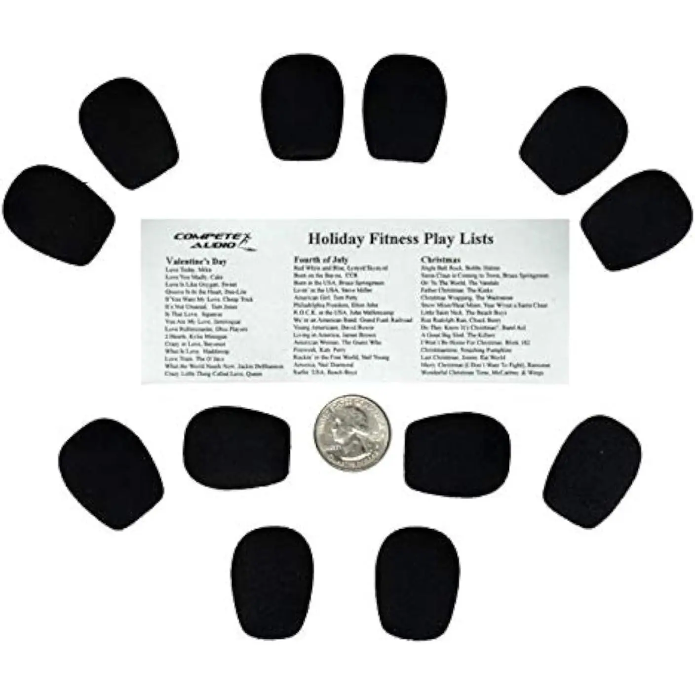 Standard Microphone Windscreens (Microphone Covers) 12-Pack Headset/Lapel (Lavalier) Fitness Leader/Gamer Pack Black