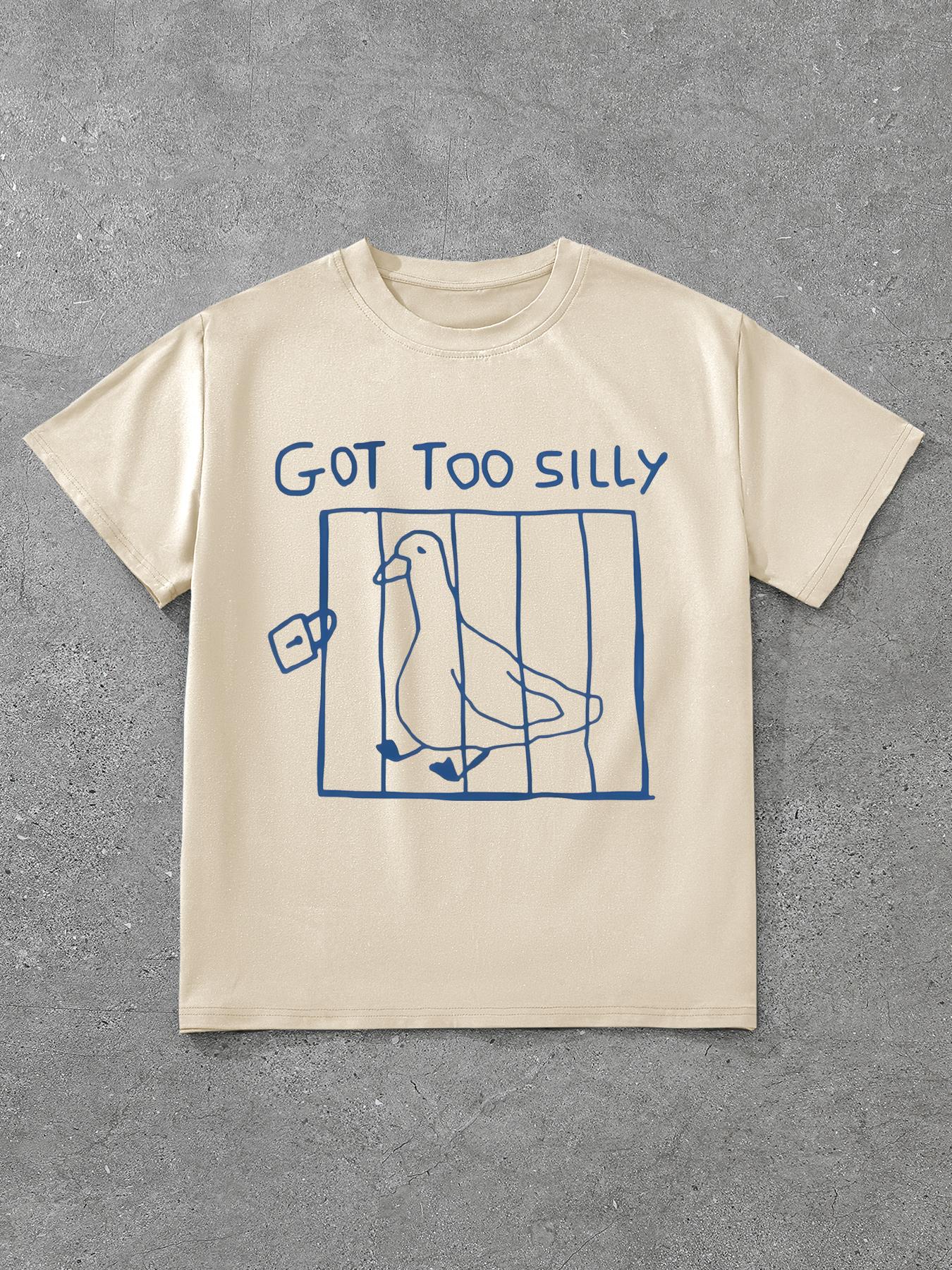 Duck & Letter Print Round Neck Tee, Regular Fit Casual Streetwear Short Sleeve T-shirt for Summer, Men's Top for Daily Wear, Menswear