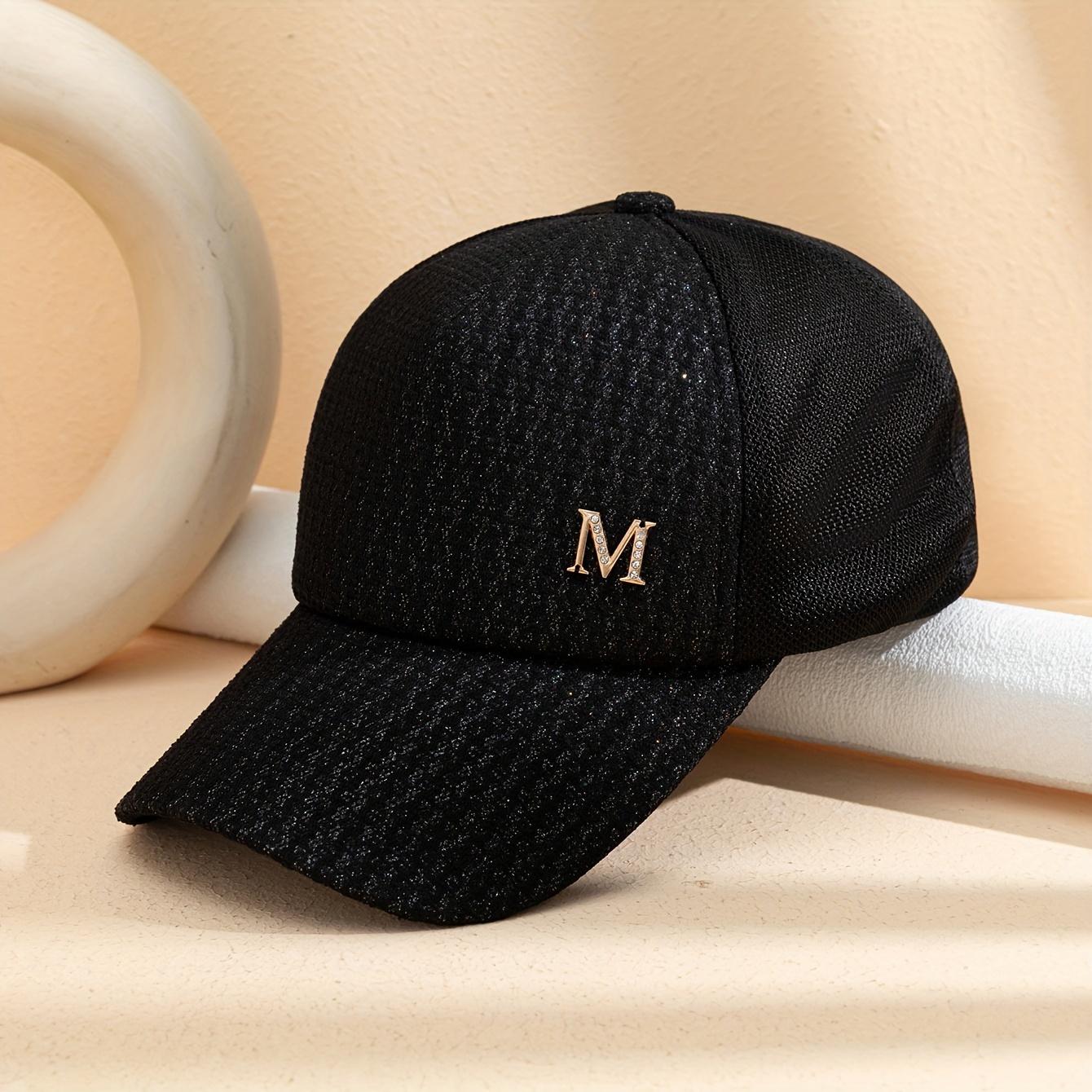 Letter M Decor Baseball Cap Trendy Solid Color Mesh Dad Hats Lightweight Breathable Trucker Hats For Women daily use Spring & Summer