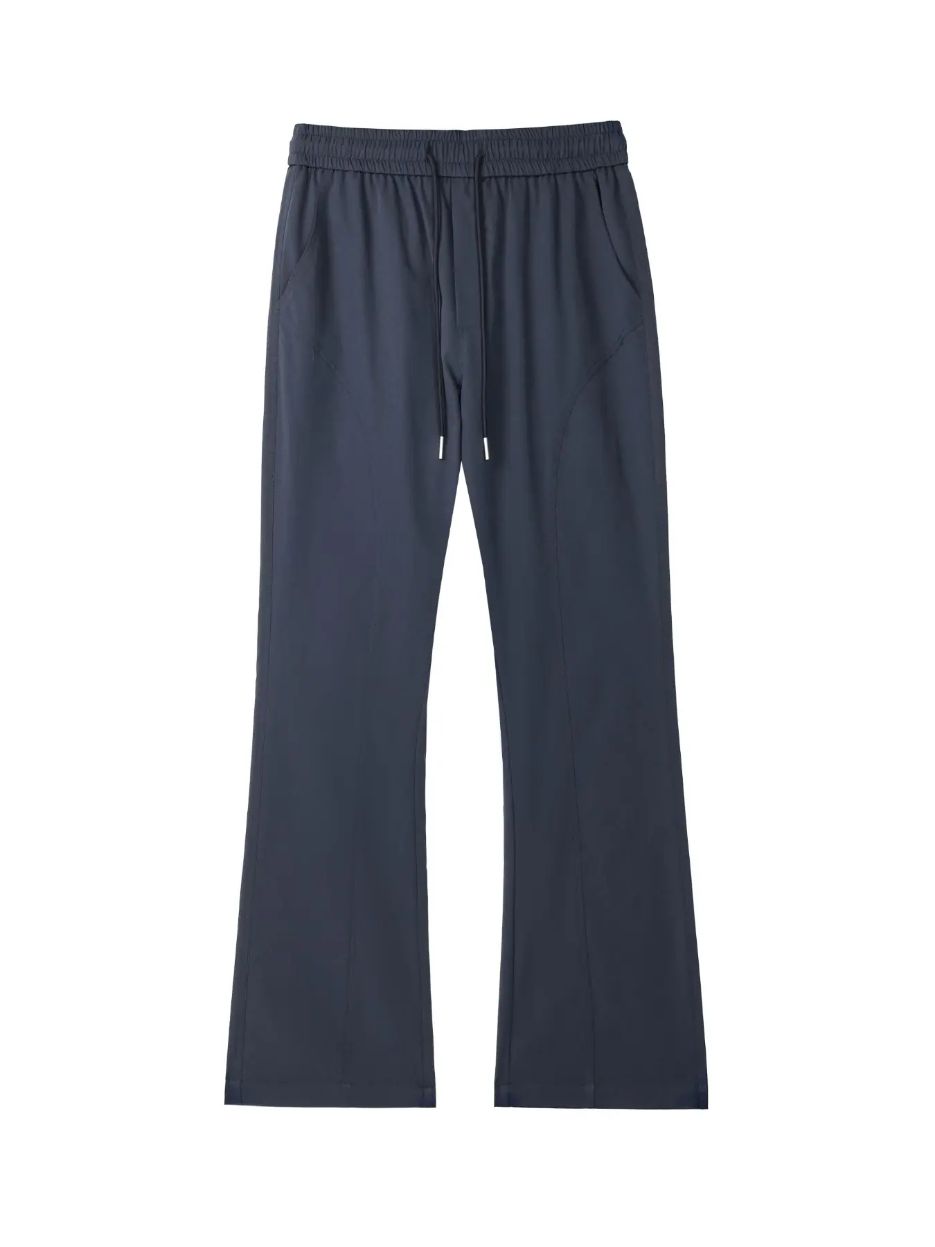 Refined flared pants with a clean, adjustable waistband and elastic micro-flared design.