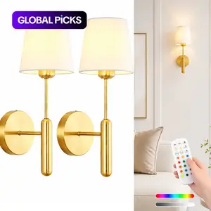 Rechargeable Led Wall Lights, Gold/, Dimmable Wall Light, Remote Control, Adjustable Light Temperature, Adjustable RGB Lighting, Battery-Powered Non-Hardwired Design, Modern Mood Lighting, Ambient Led Lighting