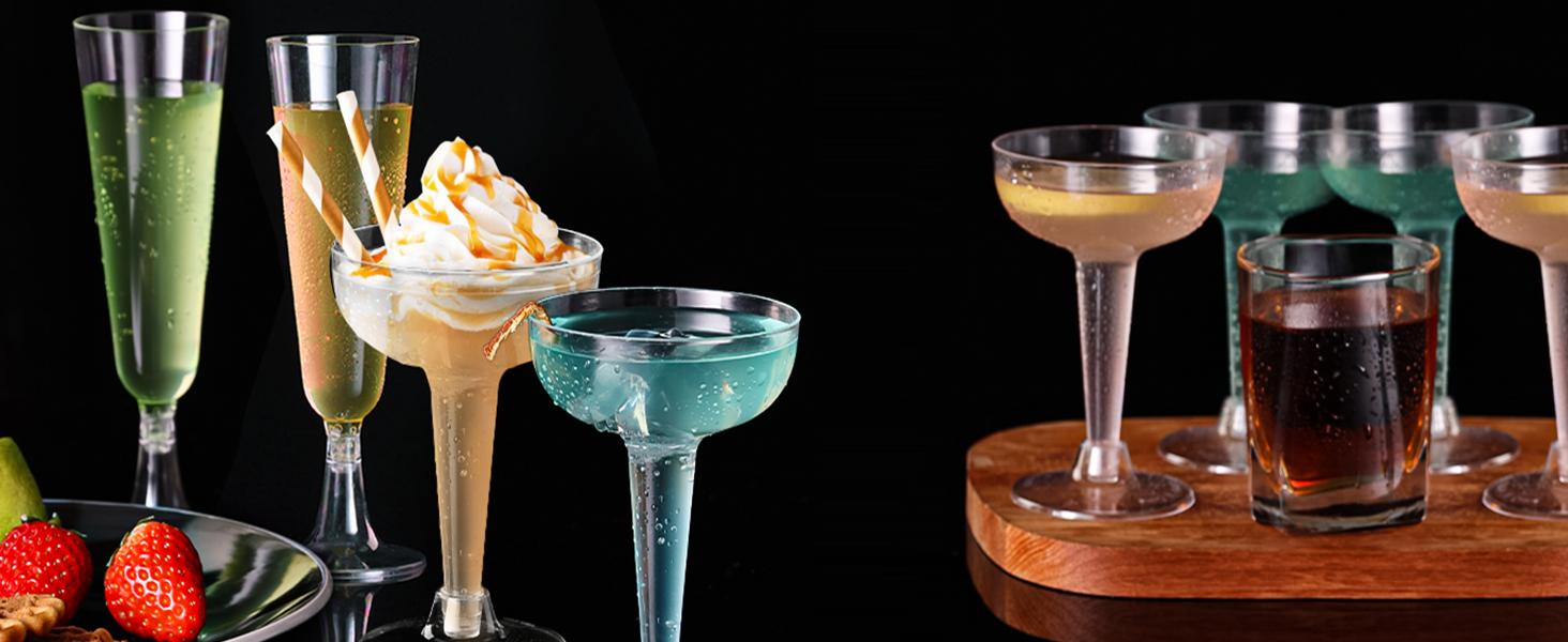 PLL Pink Champagne Flutes Plastic Champagne Glasses Disposable Mimosa Glasses 40 Pack 5 Oz Acrylic Stemware Cocktail Cups Bulk for Valentines Wedding Toasting Engagement Party Supplies