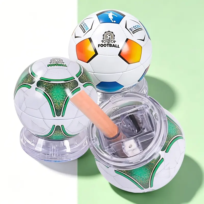Cute Football Shaped Manual Pencil Sharpener with Cover, 3 Holes for Multi-Size Pencils, Random Color No-Electric Pencil Cutter, Compact & Easy to Carry, Must-Have Stationery for Classroom Office Family, Perfect Birthday, Back to School Made in China