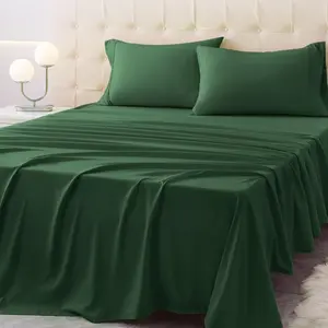 Queen Size Bed Sheet Set - 4 Piece Soft Microfiber Sheets with Deep Pockets, Cooling Technology, and Wrinkle-Free Pillowcase. Hotel-Quality, Durable Bedding, Eden Green