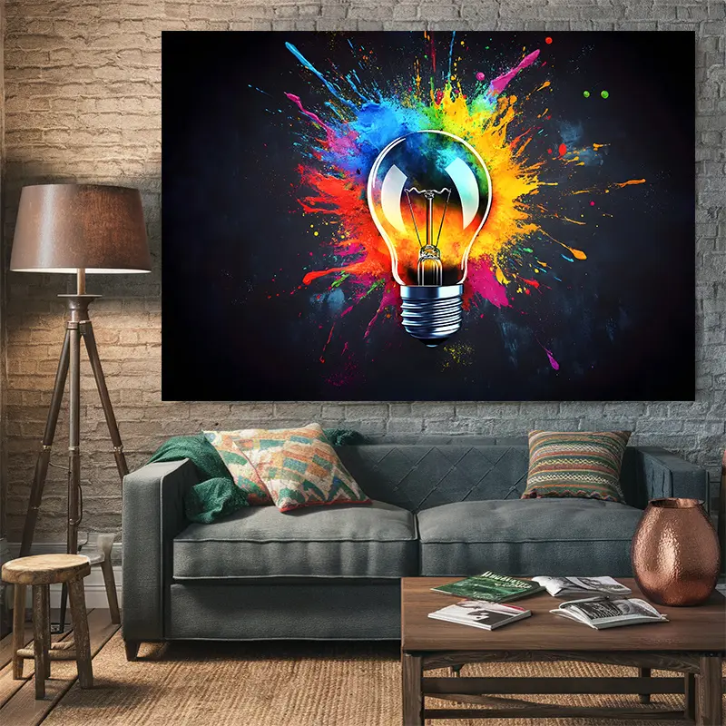 Vibrant Sparkle Party Tapestry - Creative Light Bulb Design with Colorful Paint Splatter, Polyester Backdrop for Home & Wall Decor, Ideal for Birthday Celebrations & Room Decorations, Party Decorations
